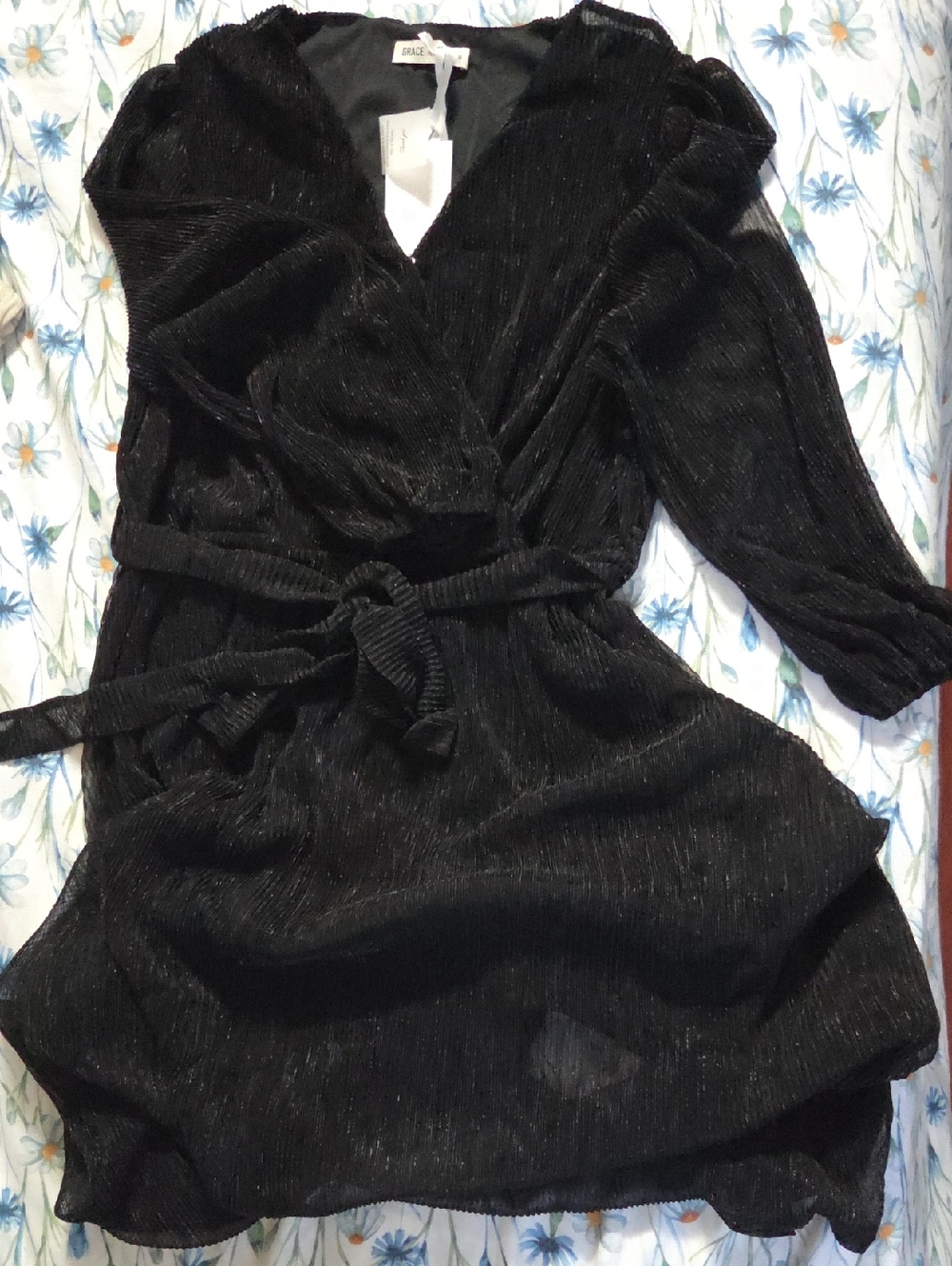 Grace Karin Black Ripple Shimmer Dress, Fit N' Flare Dress, XL, 14-16, w/Tag